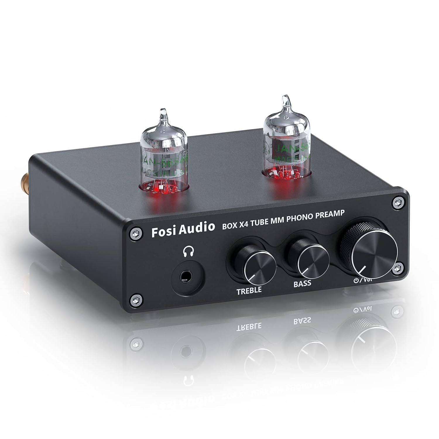Fosi Audio Box X4 Preamplificador Phono con Tubos de Vacío JAN 5725W para Tocadiscos MM